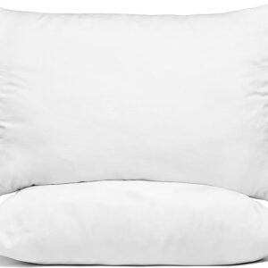 Home polycotton plain pillowcases, pillowcase double pack of 2 pillow cover standard size 50 x 75 cm, breathable, stain and wrinkle resistant envelope pillowcase cover white